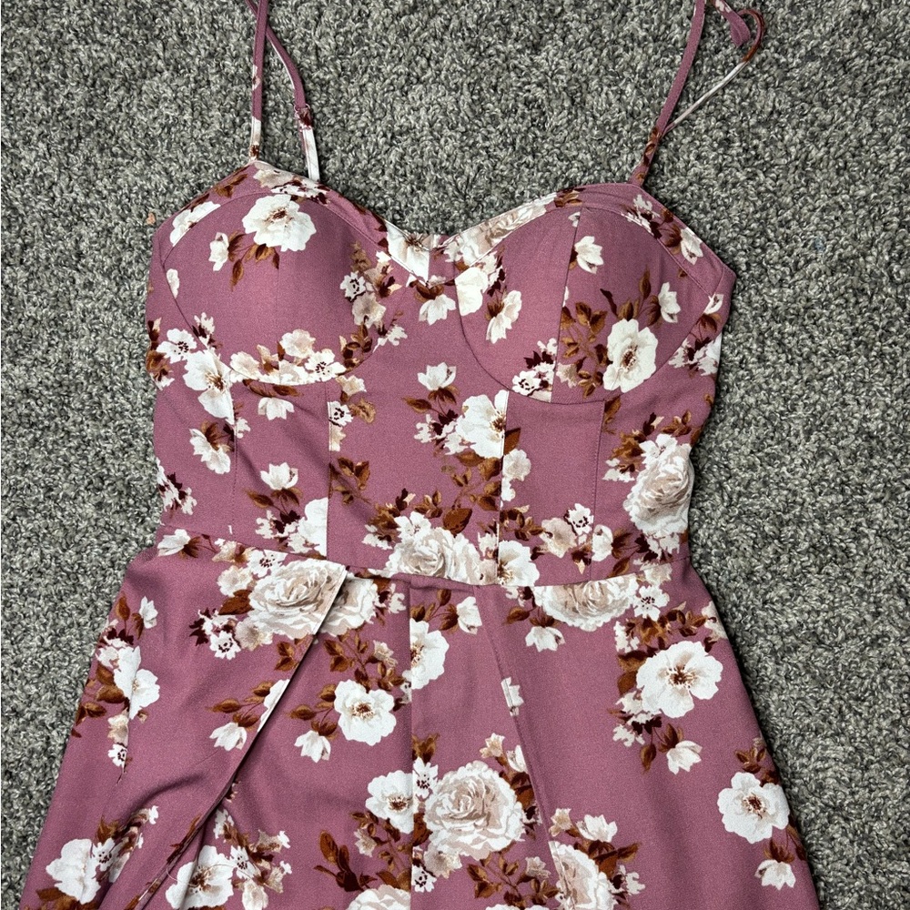 Purple Floral Fit-and-Flare Dress